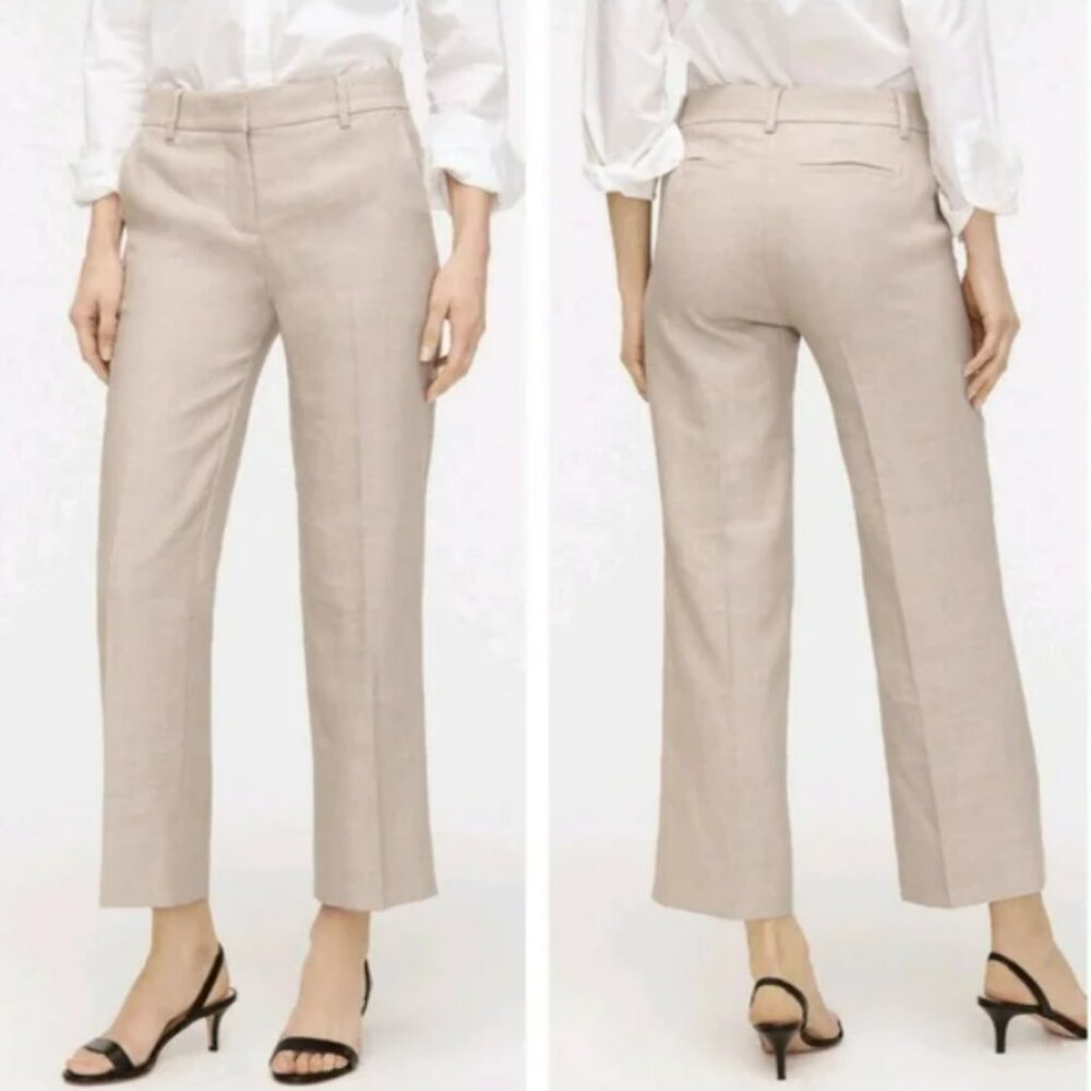 J Crew Peyton Lightweight High Rise Stretch Linen Crop Ankle Pant in Flax - NWT